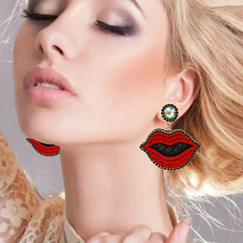 Женские серьги с кисточками Bijoux разноцветные большие губами для свадьбы банкета