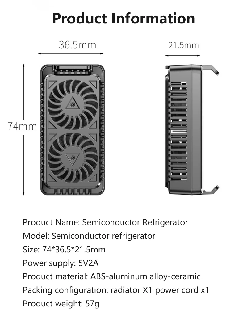 

Mobile Phone Radiator Semiconductor Chicken Eating Artifact Game Handle Radiator Fast Cooling Low Noise For Universal Phone
