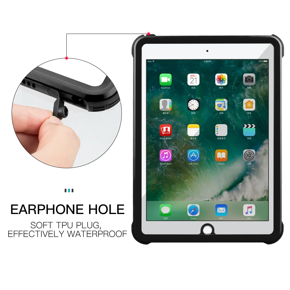Для iPad 9,7 Водонепроницаемый чехол противоударный пылезащитный чехол для планшета с регулируемой подставкой Встроенный протектор экрана
