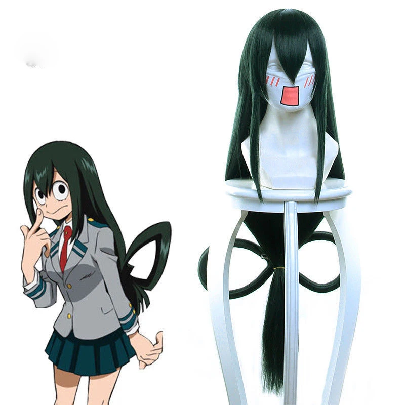 

Парик для косплея «Моя геройская Академия» Tsuyu Asui, длинные зеленые синтетические волосы из искусственных волос с шапочкой