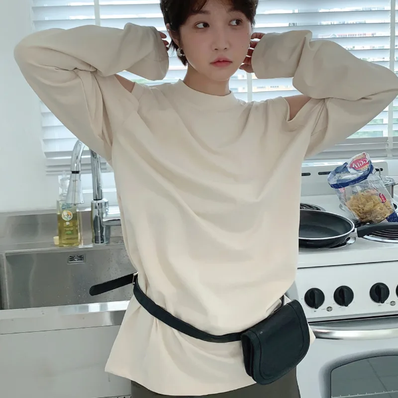 Женская ажурная Толстовка GALCAUR свободная кофта с круглым вырезом и длинными