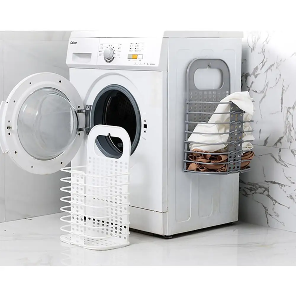 

2PCS Free Hooks Basket Plastic Dirty Clothes Basket Laundry Basket Large Capacity Wall Hanging Foldable Washing Clothes Basket