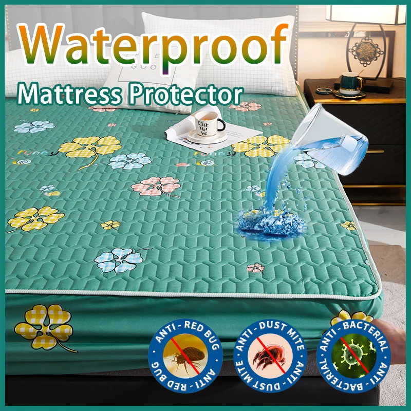 100% хлопок водонепроницаемый однотонный стеганый тисненый матрас протектор