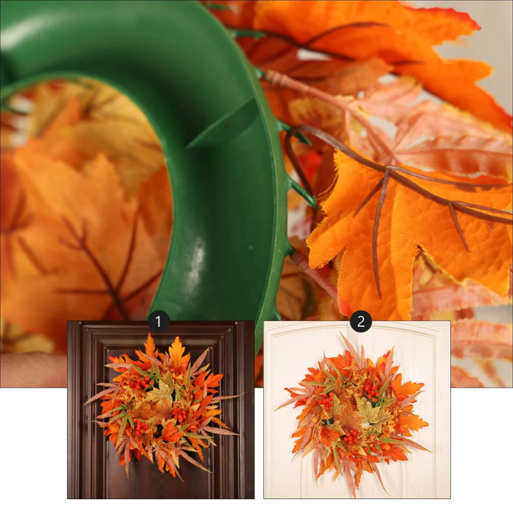 

1pc Simulation Maple Leaves Door Ornament Door Wreath for Home Office (Orange)