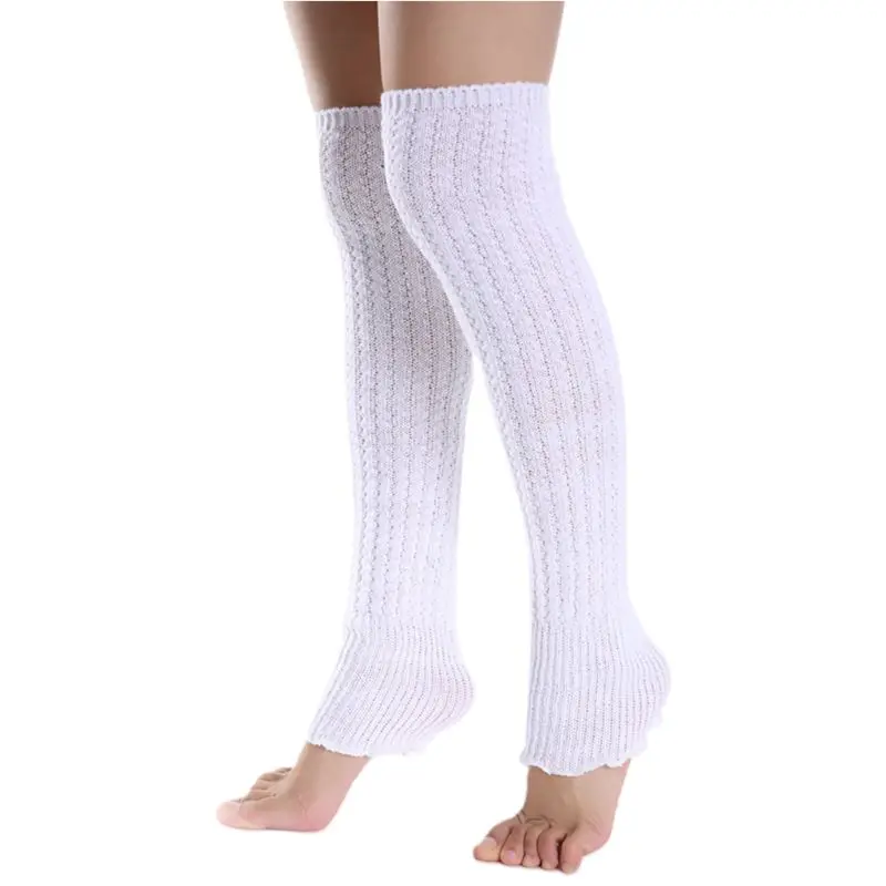 Для женщин и девушек; Зимние Сапоги выше колена; плотные леггинсы для девочек, носки для обуви однотонные Цвет с рельефным узором и оборками по краям кабель вязаное изделие Non-Slip длинные гетры для девочек - Цвет: 2