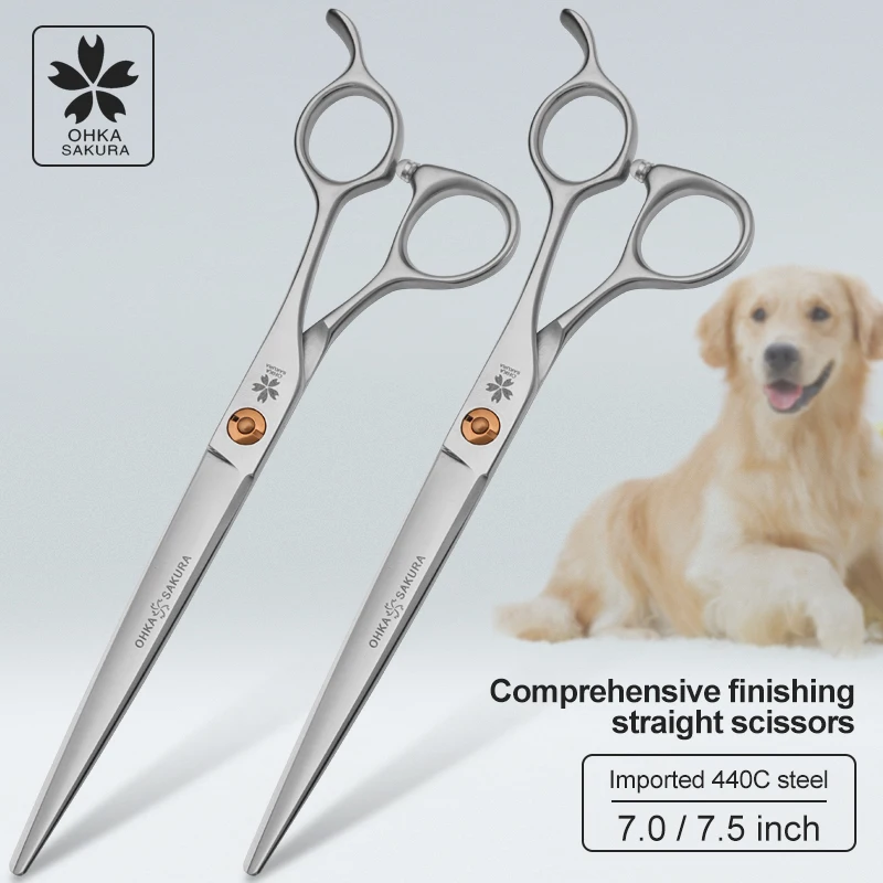 Comprehensive refined direct shear 7.0 7.5 inch gold screw Japan 440C shaving pet professional beauty scissors