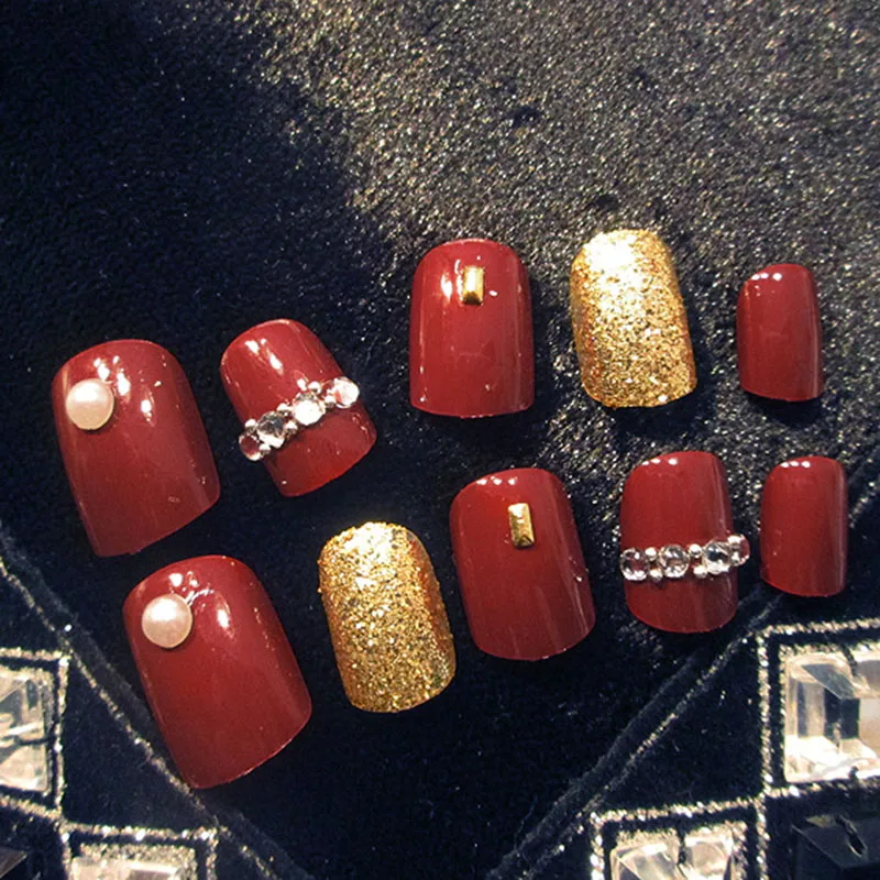 2019 Hot Women Girl 24Pcs/Set Fake Nails Tips Crystal Tops Finish Wedding Brides Nail Art Decor New Fashion J3 |