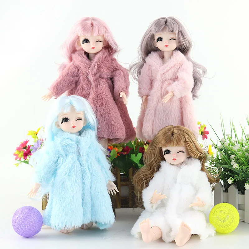 

28/30cm Doll Clothes Accessories 1/6 Bjd Fashion Fur Coat Girl Play House Dress Up Toy Gift Not Include