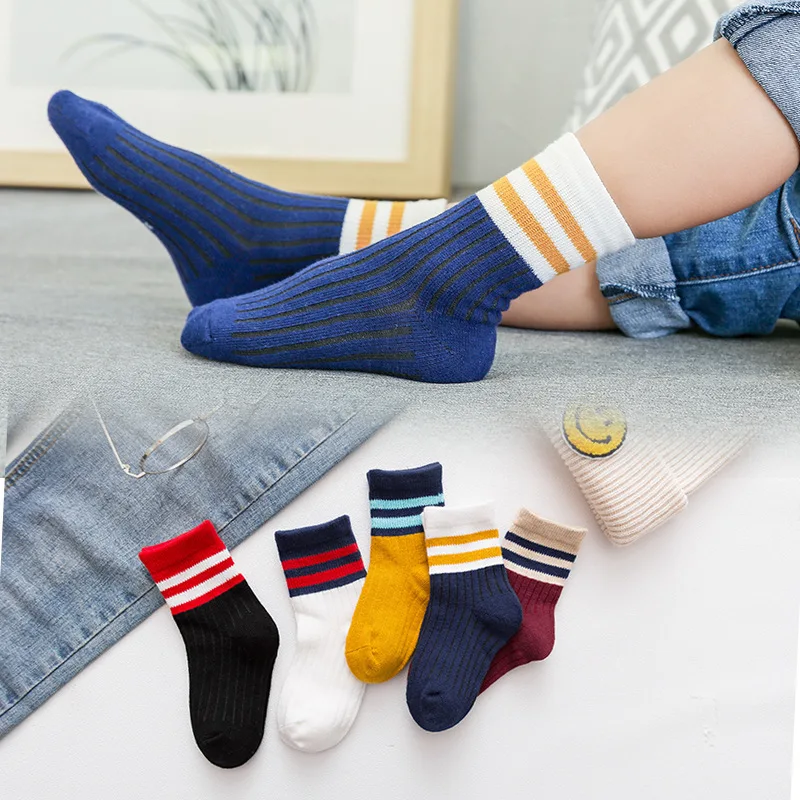 5 пар/лот Сезон весна-осень Детские носки осень-зима оптом повседневные с