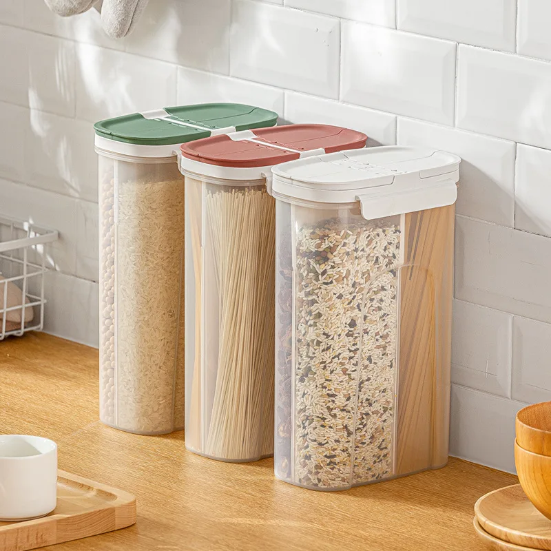 

3.2L Kitchen Cabinet Grains Storage Cans Noodles Food Sealed Organizer Tanks Cereal Dispenser Plastic Insect-Proof Rice Bucket