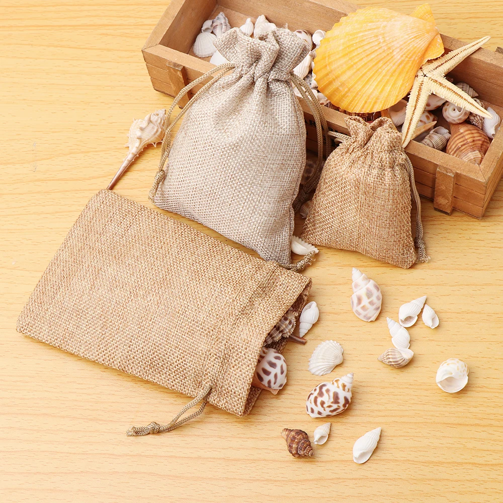 Джутовые подарочные пакеты из натуральной мешковины 1 шт. хлопковый простой