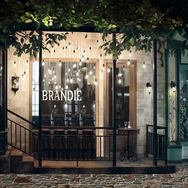 Виниловый фон для фотосъемки MEHOFOTO с изображением Кофейни окна на улице