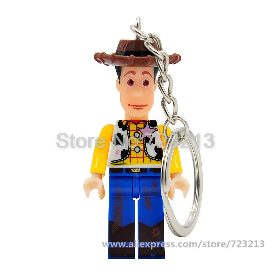 Woody B Один мультфильм Кот История игрушек фильм волшебник OZ Брелок фигурка Барт Базз Лайтер строительные блоки модели игрушки - Цвет: Woody B