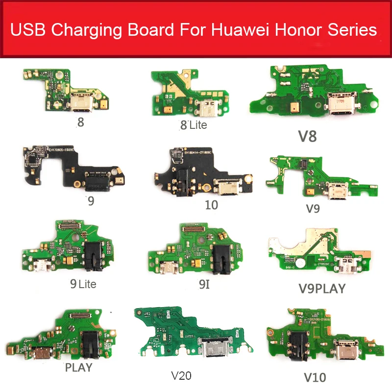 Зарядное устройство USB Jack Плата для Huawei Honor 8 Lite Pro 9 9i 10 20 20i Play V8 V9 V10 V20 зарядный порт Соединительная плата замена