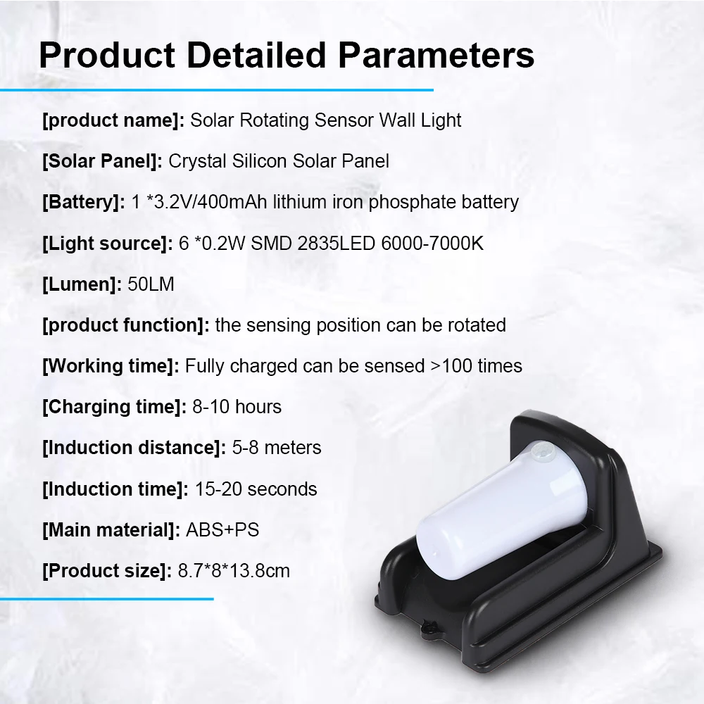 Новейший водонепроницаемый светильник на солнечной батарее вращающийся