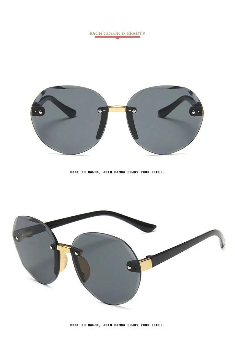 

Girl rimless Sunglasses Women Large Gradient Lens Sun Glasses UV400 Color Designer Vintage Glasses Steampunk Female Eyewear