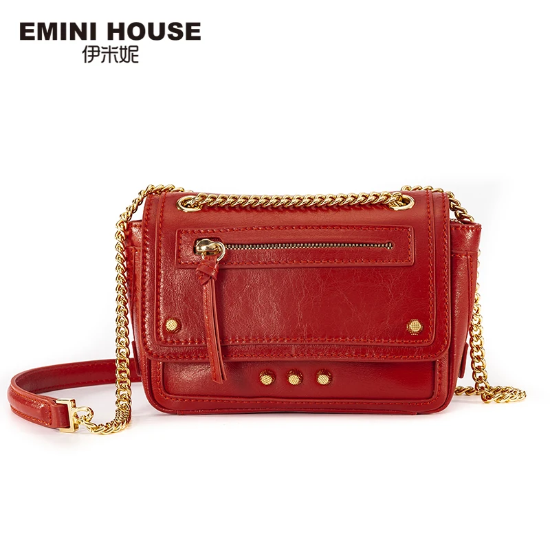 EMINI HOUSE масло воск Кожаная Мотоциклетная сумка спилок на цепочке сумки через