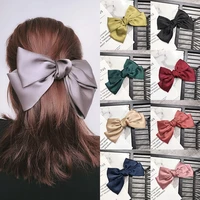oversized bow hair clip satin double layer bowknot hairpins solid color top clips barrettes spring clip women hair accessories