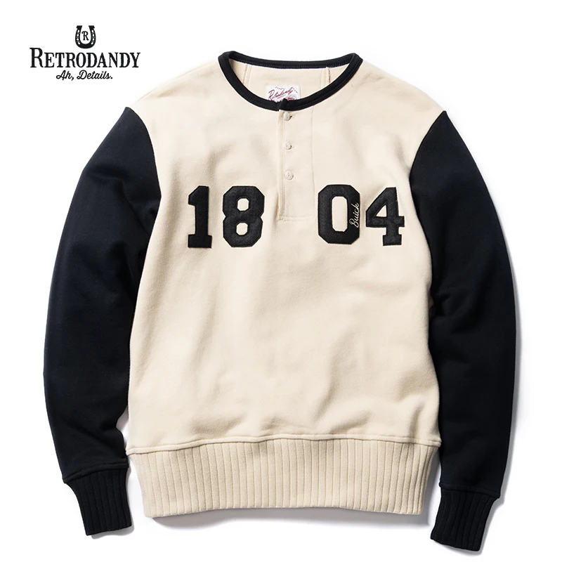 

RETRODANDY Mens Hoody Moto Racing Jersey Hometown Thick Vintage Retro Amekaji Top Tee Henley Shirt