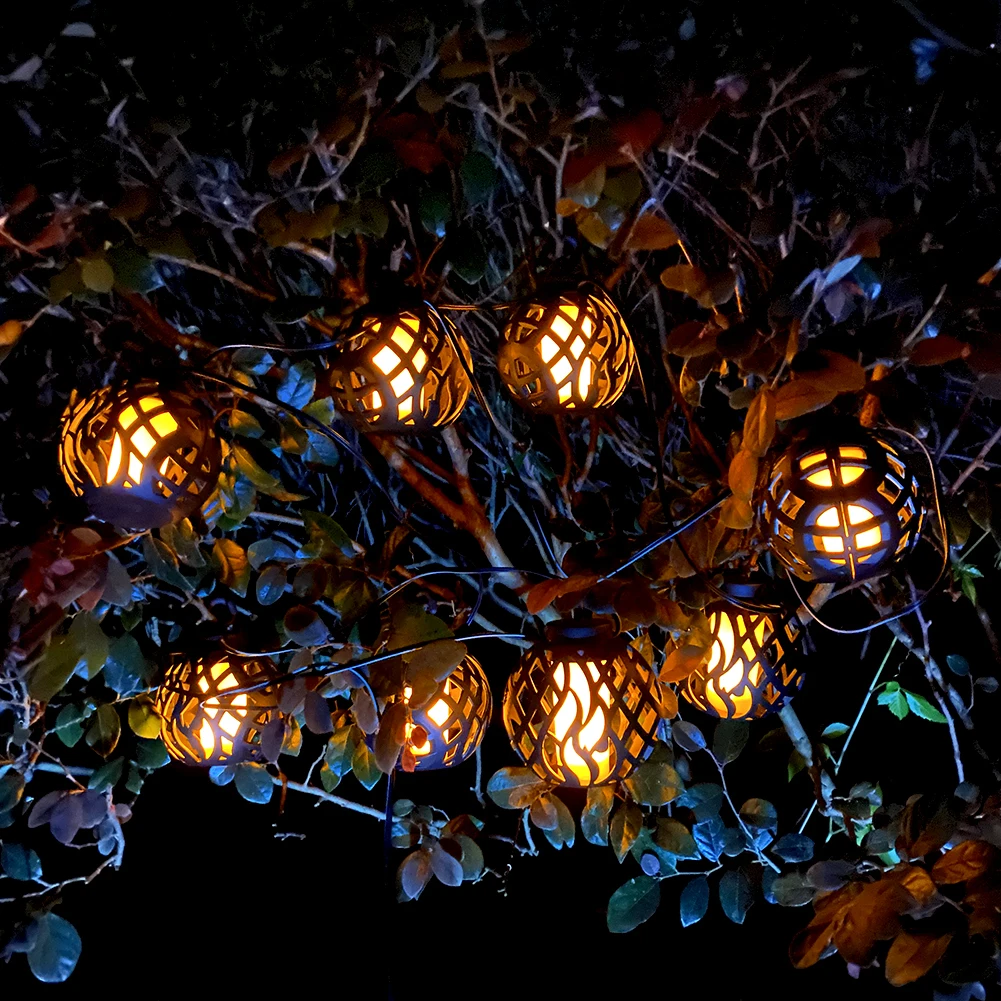

LED Solar String Light Outdoor Waterproof Flame Hanging Global Fairy Lamp For Garden Decoration Festival Holiday Lighting