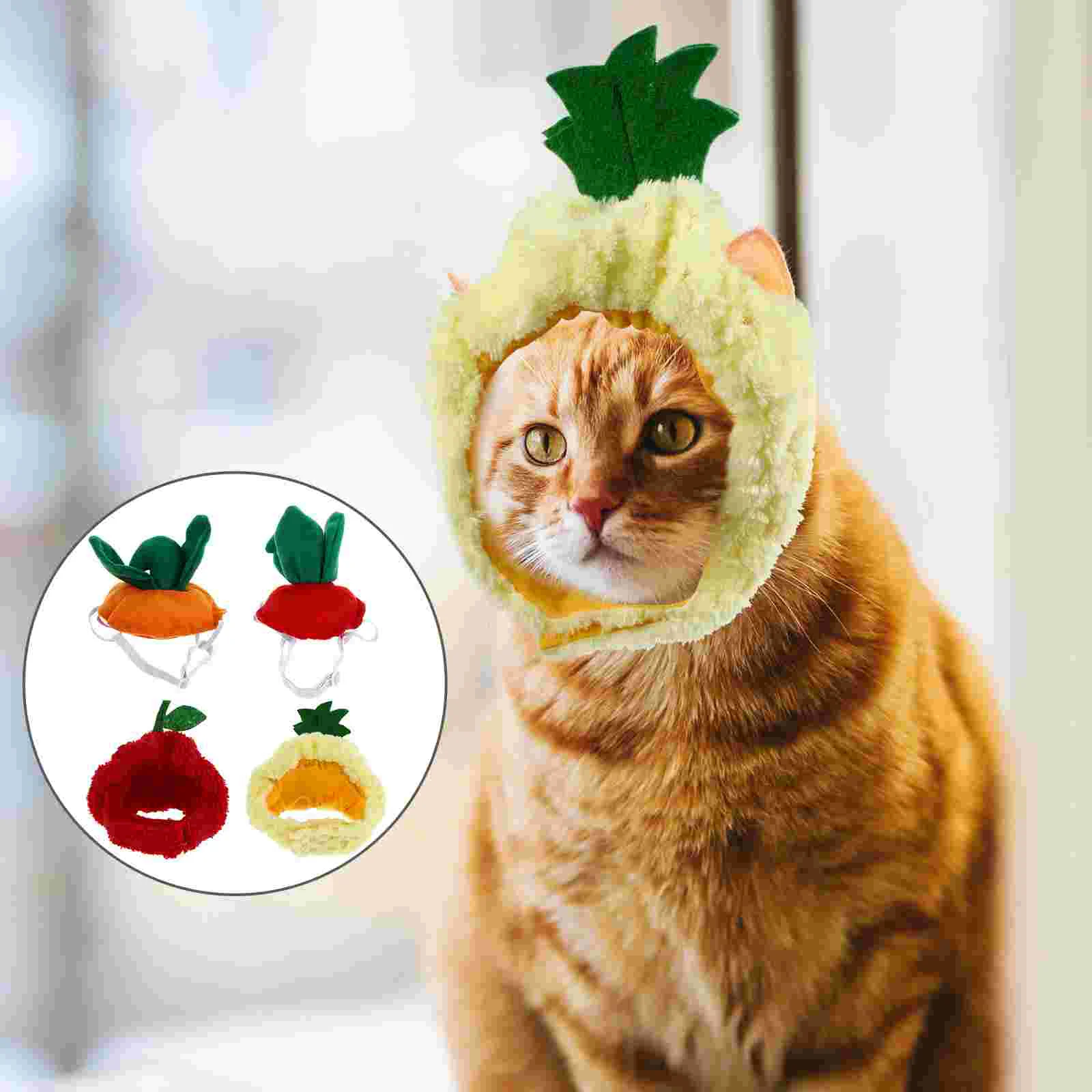 

4pcs Pet Dog Hat Puppy Pet Decorative Hat Adorable Fruit Cat Hat Pet Accessories