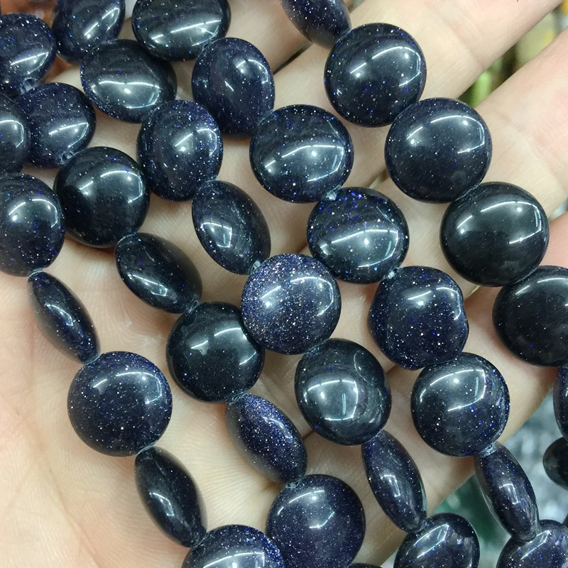 Разноцветные каменные бусины с плоской монеткой круглые 14 мм буфами для