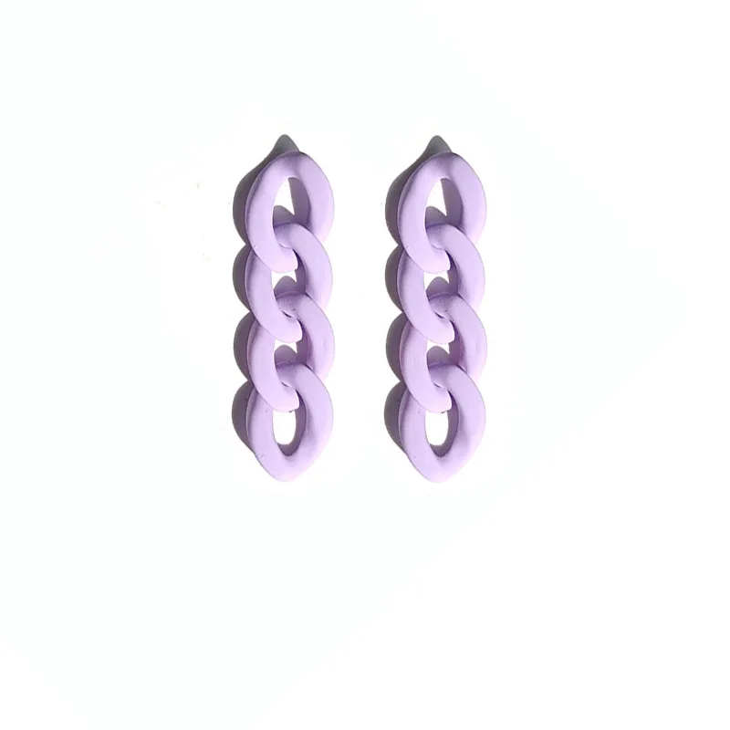 

Sweet Multicolor Hit Color Acrylic Thick Chain Long Tassel Earrings For Women Korean Candy Statement Resin Drop Earrings Jewelry