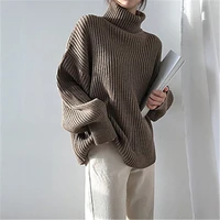 winter korean turtleneck sweater women thickened loose pullover tops oversized solid color warm jumper