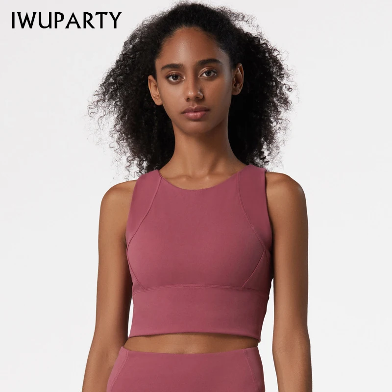 Спортивная майка IWUPARTY для фитнеса женский розовый топ йоги с эффектом пуш ап