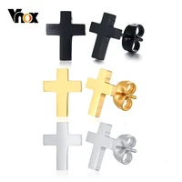 vnox simple cross earrings for men woman stainless steel stud earring jewelry