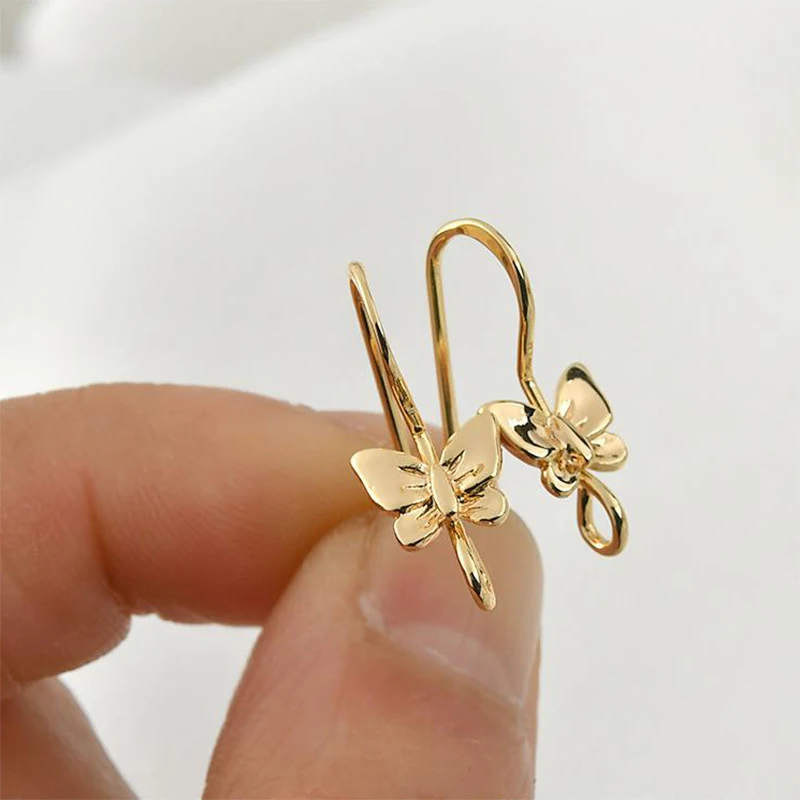 

2Pcs Romantic 19*8MM Gold Color Butterfly Shape Earring Hooks Earring Wires Earrings Clasps For Jewelry Making Supplies