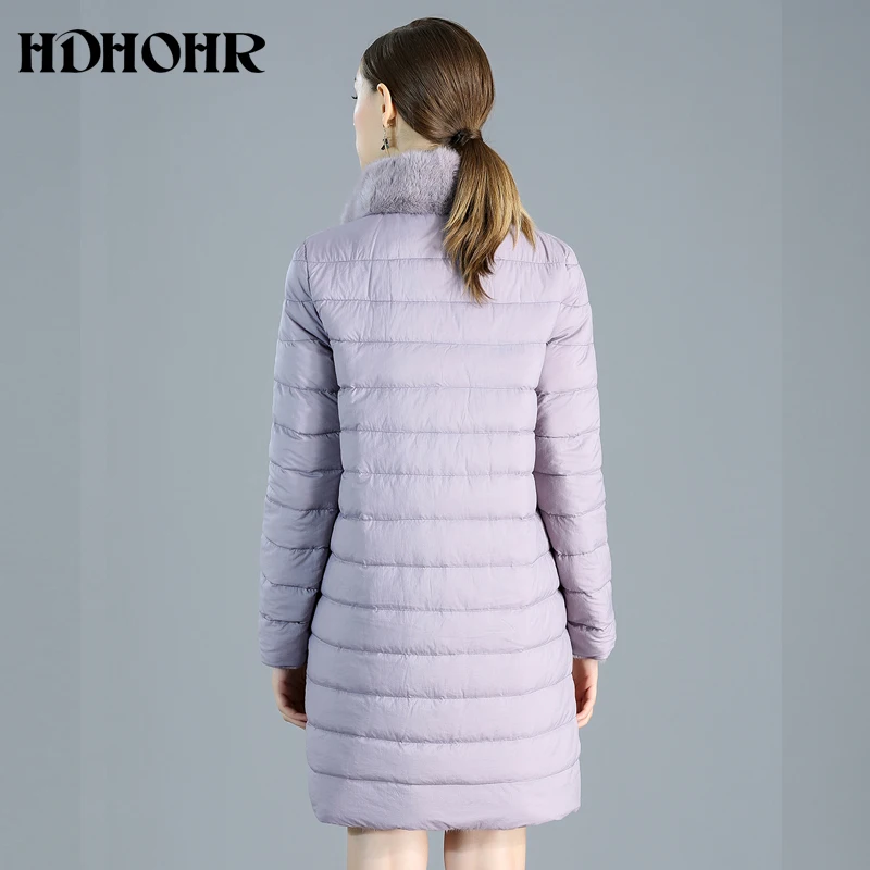 HDHOHR Для женщин из натурального меха норки, пальто с наполнителем из пуха с возможностью носить на обе стороны натурального меха норки куртки зима теплый в полоску длинное меховое пальто