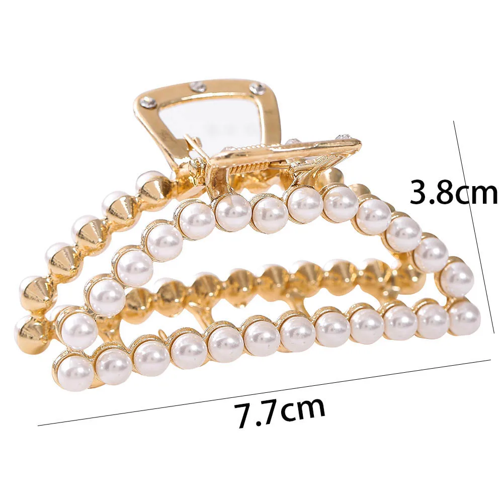 

2020 Women Girls Geometric Imitation Pearl Hair Claw Clamps Hair Crab Moon Shape Hair Clip Claws Solid Color Accessories Hairpin