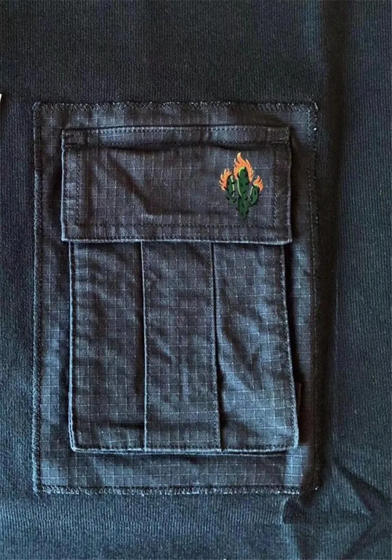 

Embroidery Travis Scott Cactus Jack T-Shirt Hip Hop Men Women Astroworld Do old washing T Shirt Men Top Pocket Tee