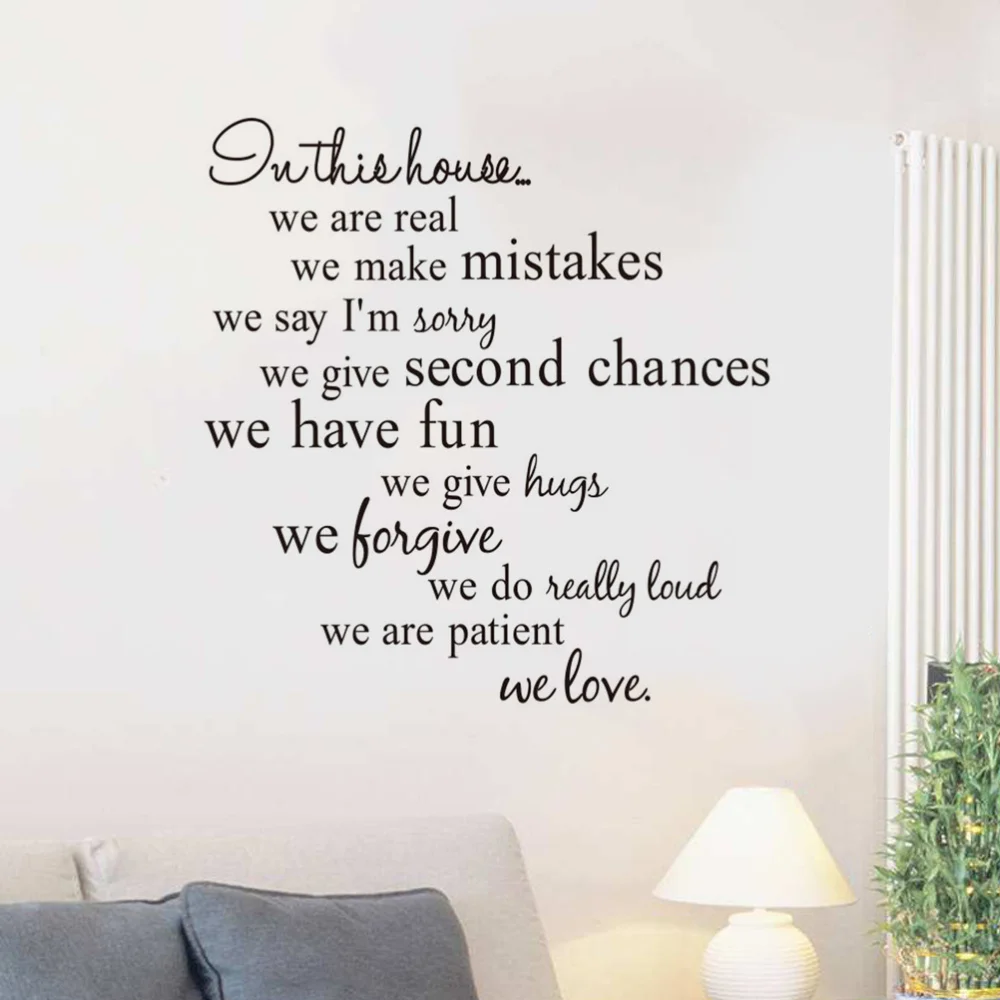 

IN This House Wallpaper Adhesive Home Wall Art Sticker Bathroom Waterproof Wall Decals Creative Background Wallpaper for Home Ho
