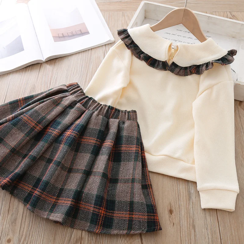 Комплект одежды для маленьких девочек костюм зимняя плиссированная короткая