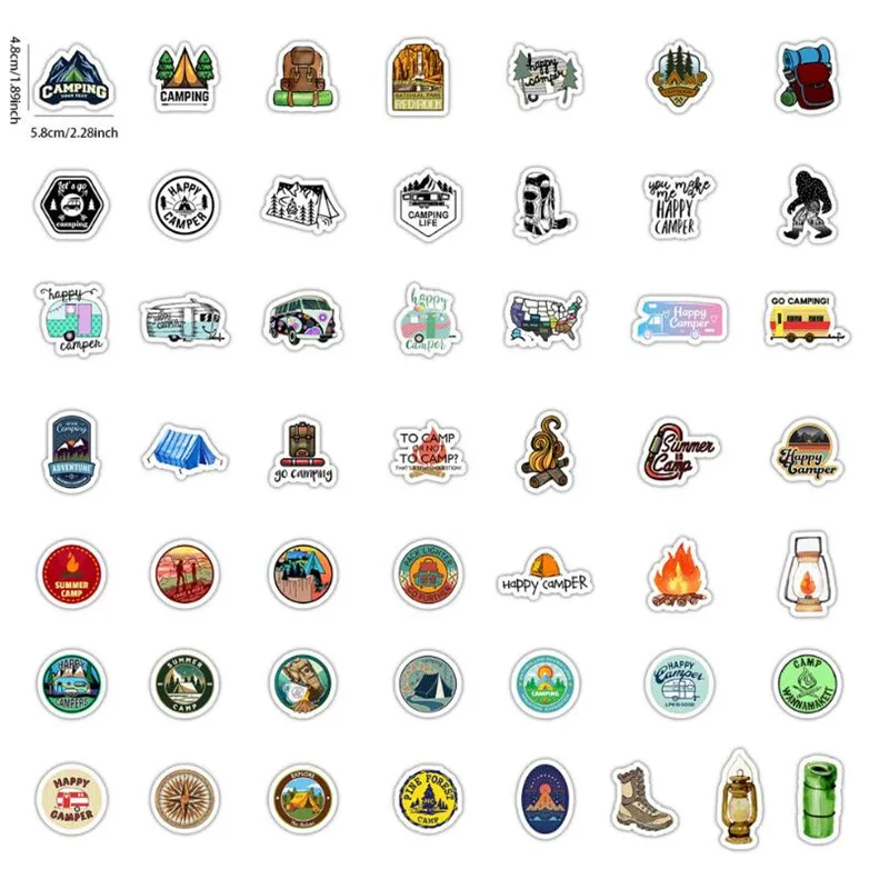 

10/30/50PCS creative camping tent landscape mobile computer decoration waterproof graffiti DIY helmet sticker wholesale