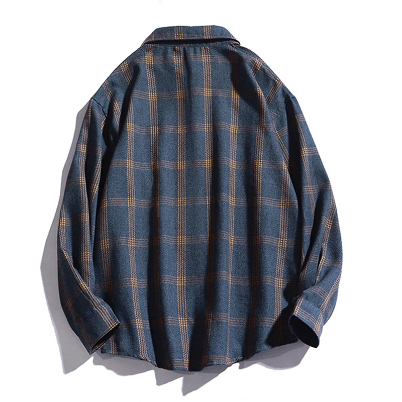 

2021 New Spring Casual Plaid Shirt Men Slim Fit Male Long Sleeve Shirts Men Turn-down Collar Fashion Brand Plus Size M-5XL