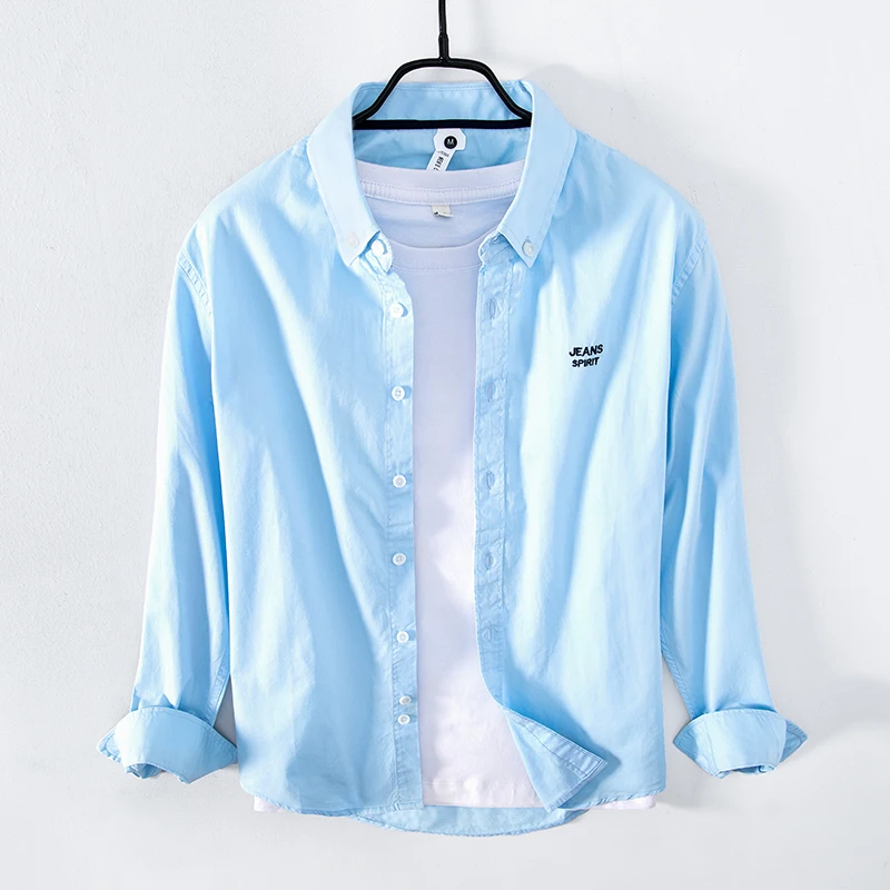 

100% Cotton long-sleeved casual embroidery shirts men brand fashion comfortable shirt for men tops chemise camisa