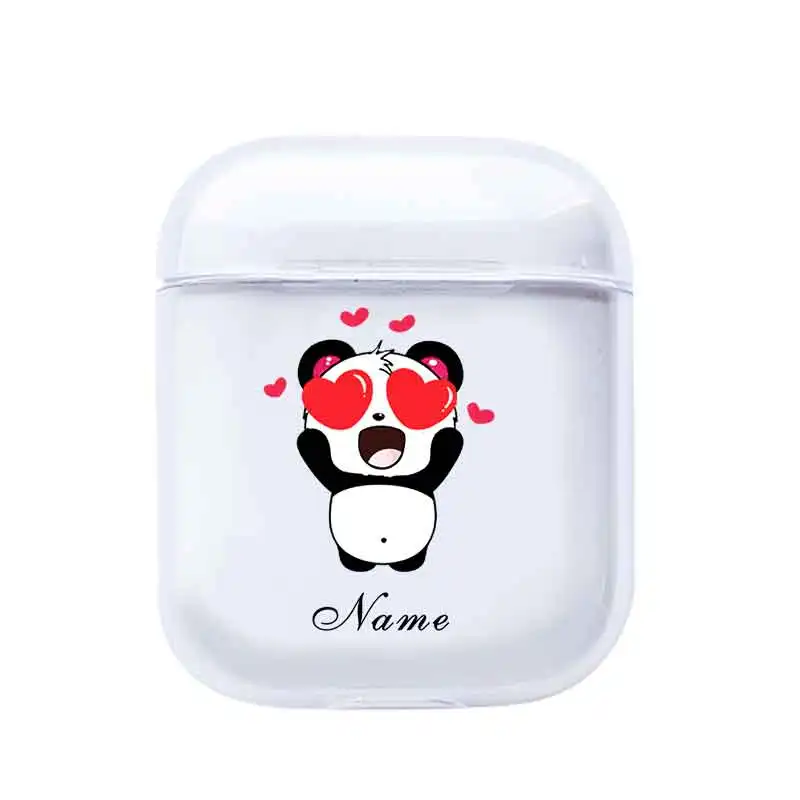 Прозрачные чехлы для Airpods Cute panda Custom Name прозрачные мягкие чехлы для AirPods Чехлы Защитные беспроводные наушники чехол - Цвет: DIY184
