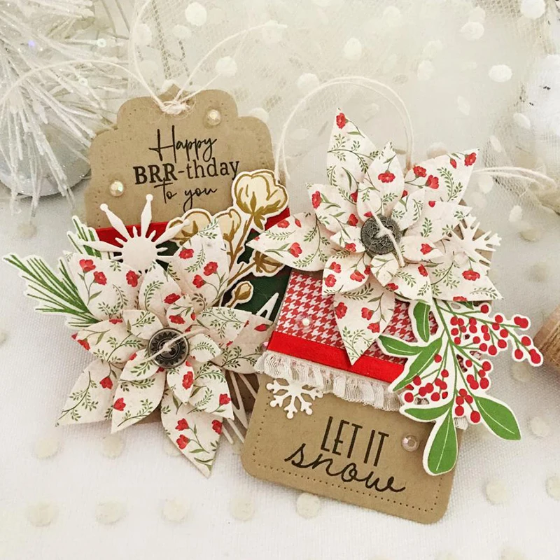 

Металлические штампы Panalisacraft с изображением рождественских святых цветов, трафареты для «сделай сам», скрапбукинга, альбома, декоративное ...