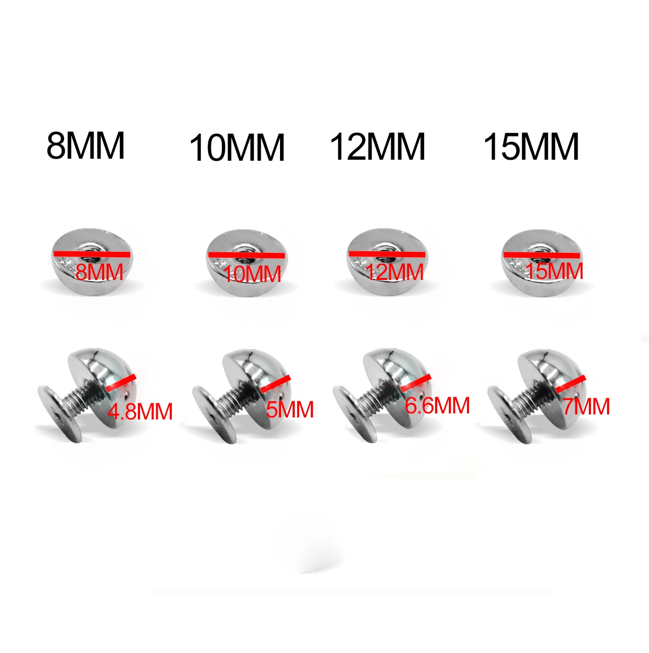 10sets Round Metal Bottom Screw for Bags 8mm 10mm 12mm 15mmMushroom nail DIY Bags Accessories Rivets Wear protection Bag Feet