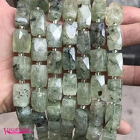 natural prehnites stone spacer loose bead high quality 10x15mm faceted rectangle shape diy gem jewelry accessories a4207