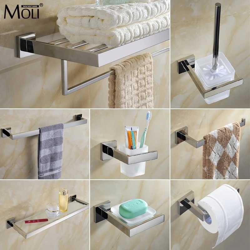 Набор аксессуаров для ванной комнаты из нержавеющей стали 304 хромированный