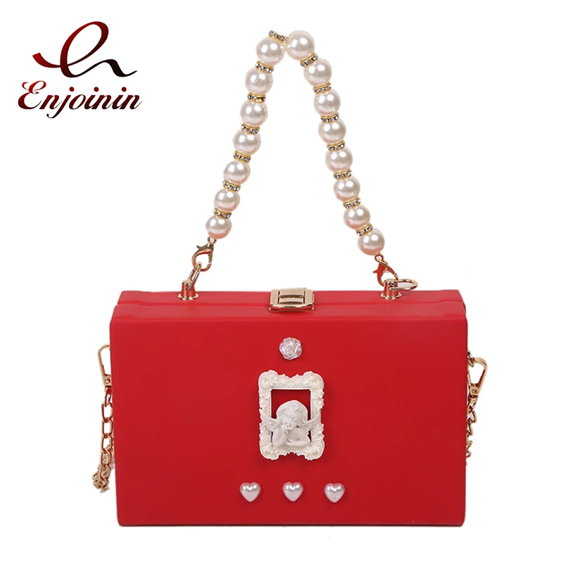 

Angel Box Design Party Clutch Evening Bag for Women Fashion Ladies Purses and Handbags Chain Shoulder Bag Pearl Wristband Purses