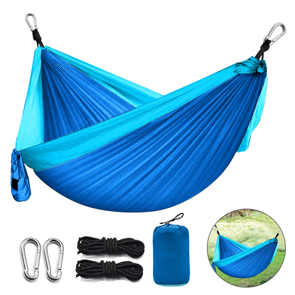 

260*140cm Single Outdoor Camping Hammock Parachute Cloth Outdoor Garden Portable Double Hanging Bed Swing Chair