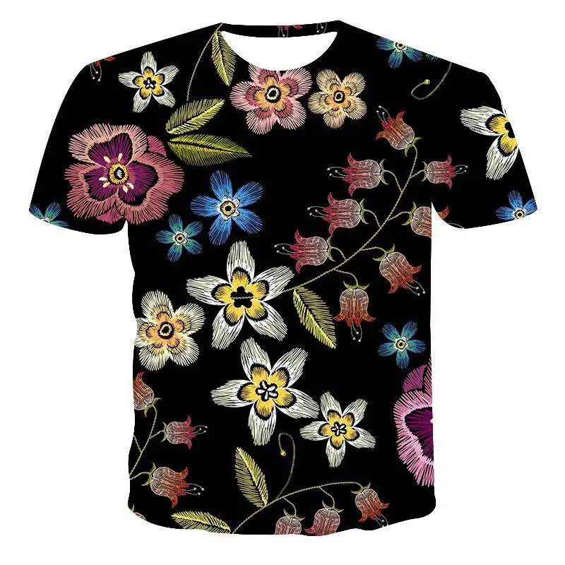 

New T -Shirts For Men ,High Quality Men 'S T -Shirts ,Women 'S Short -Sleeved Flower Abstract Pattern 3d Printing Men'S T-Shirts