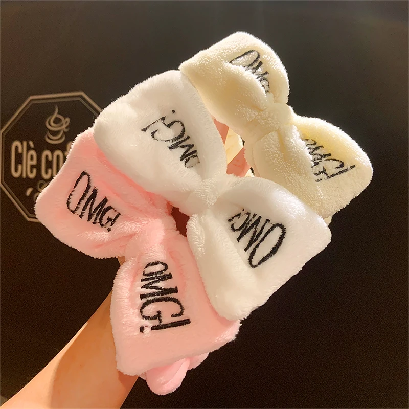 Новинка повязка для волос из кораллового флиса с надписью OMG Женская Мягкая на