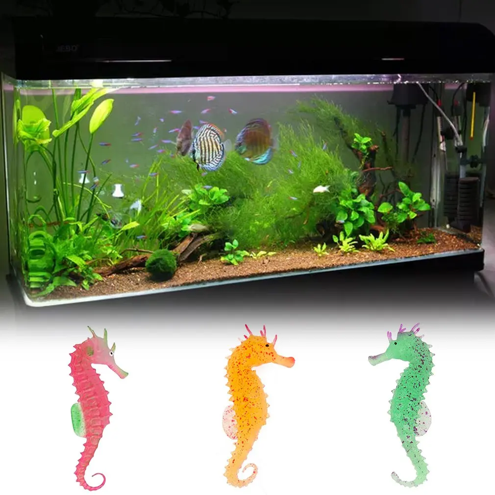 Силиконовая искусственная ткань lumineux brillant effet mer cheval de poisson Simulation hippocampe ornement pay |