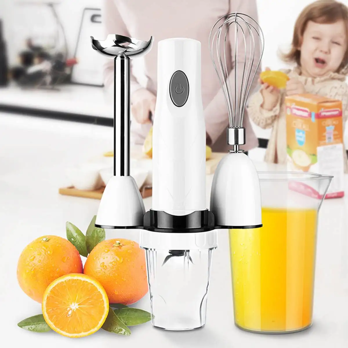 

2 Blades 4 in 1 Electric Food Blender Multifunctional Mixer household Detachable Stainless Steel hand-held stirring rod 220V